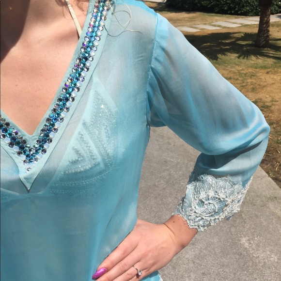 Crystal embellished Chiffon Tunic Top - Picture 6 of 8